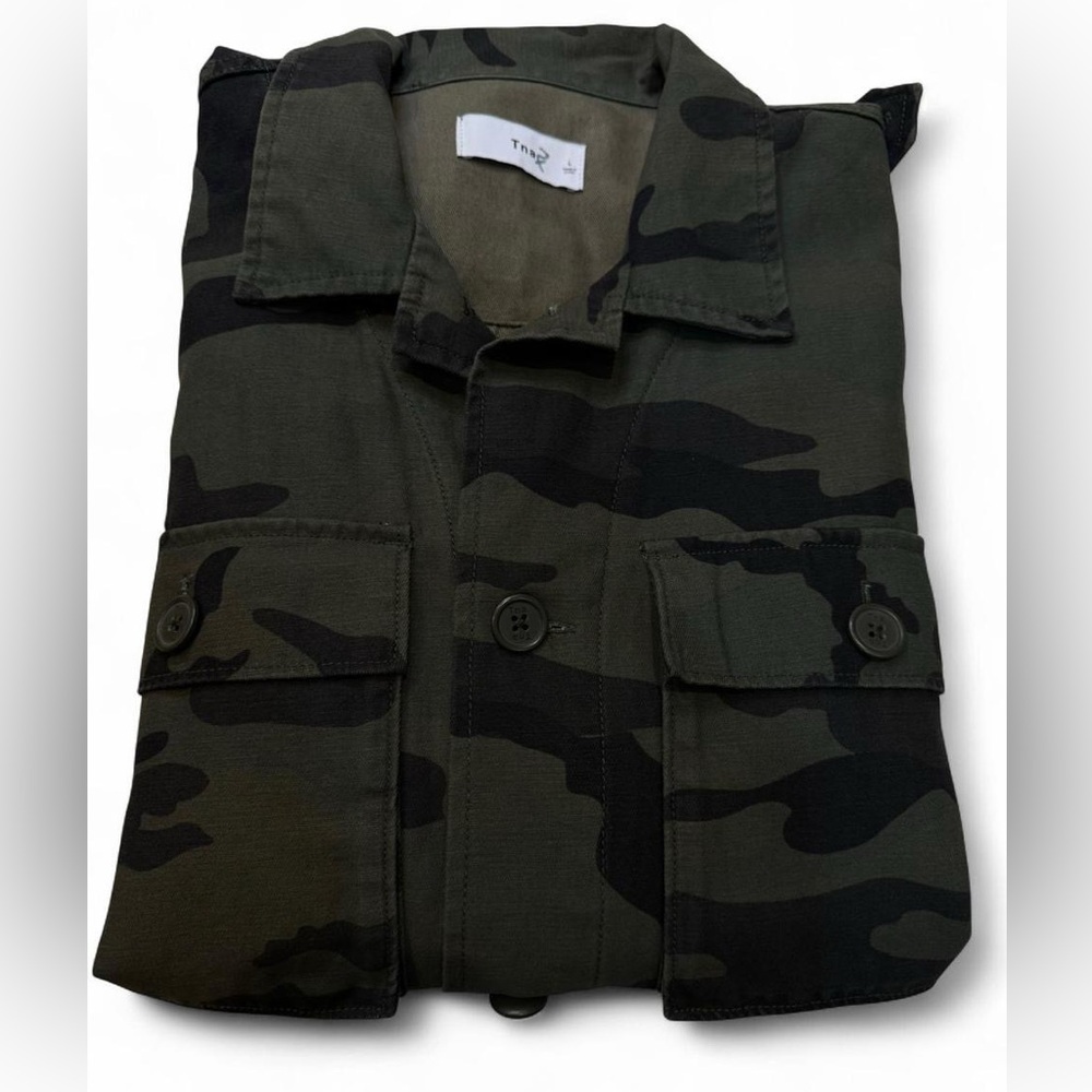 TNA Aritzia Surplus Camo Jacket Cotton Military Field Coat Green Large - Picture 8 of 8